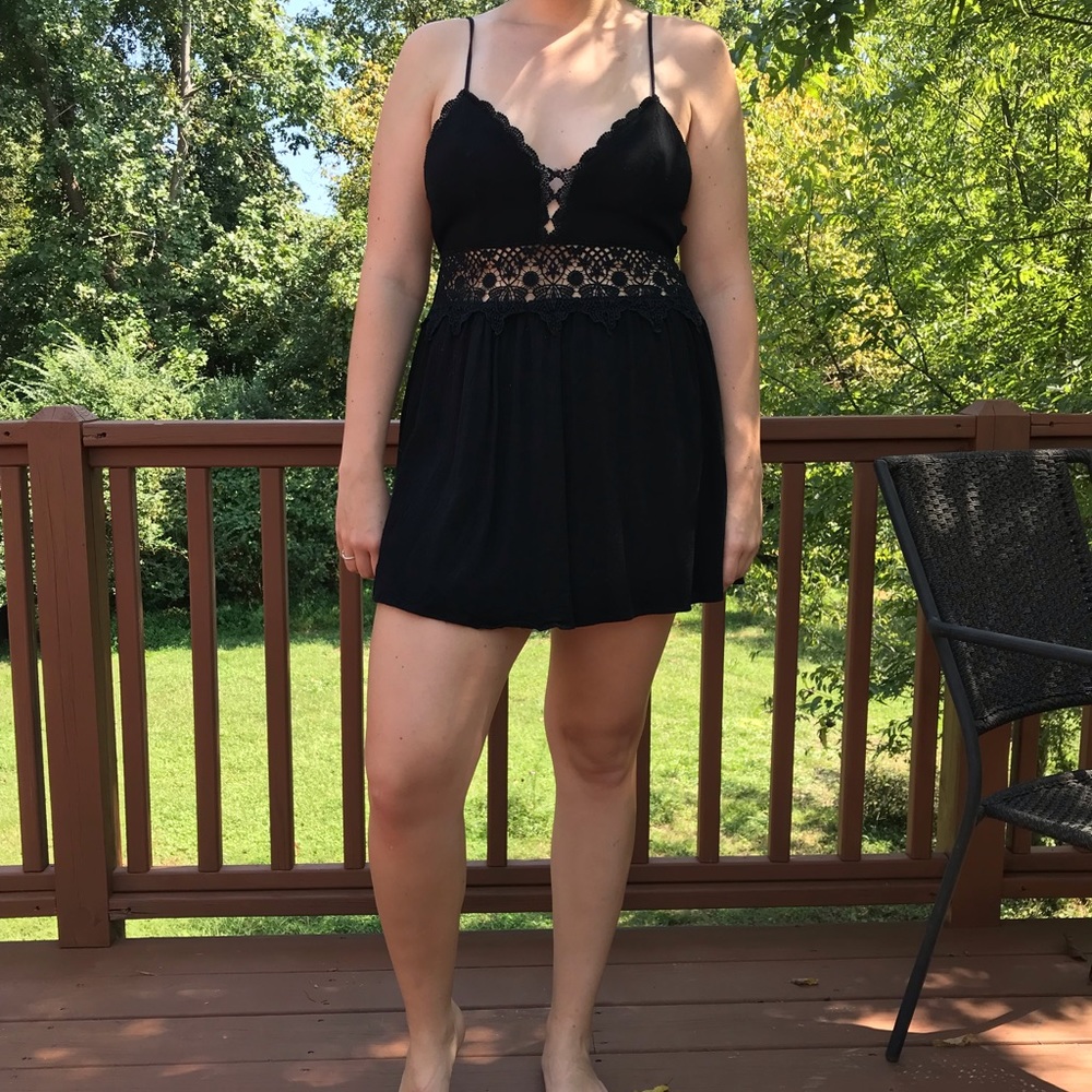 Black Dress with Crochet Detail